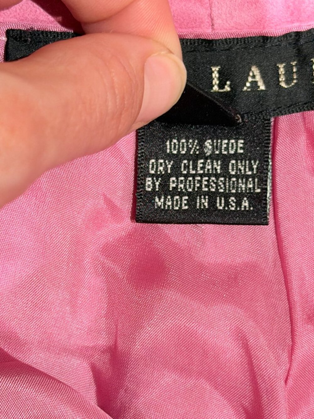 Ralph Lauren Black Label 100% Suede Straight Leg Pants Sz 6 Pink Berry Mid Rise - Picture 10 of 15